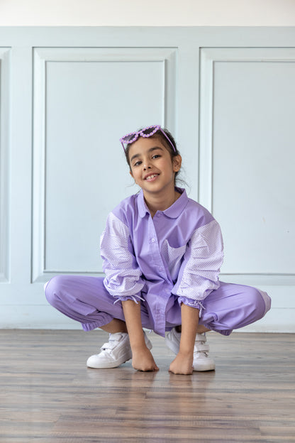 Oversized Lavender Shirt With Relaxed Jogger Style Trouser