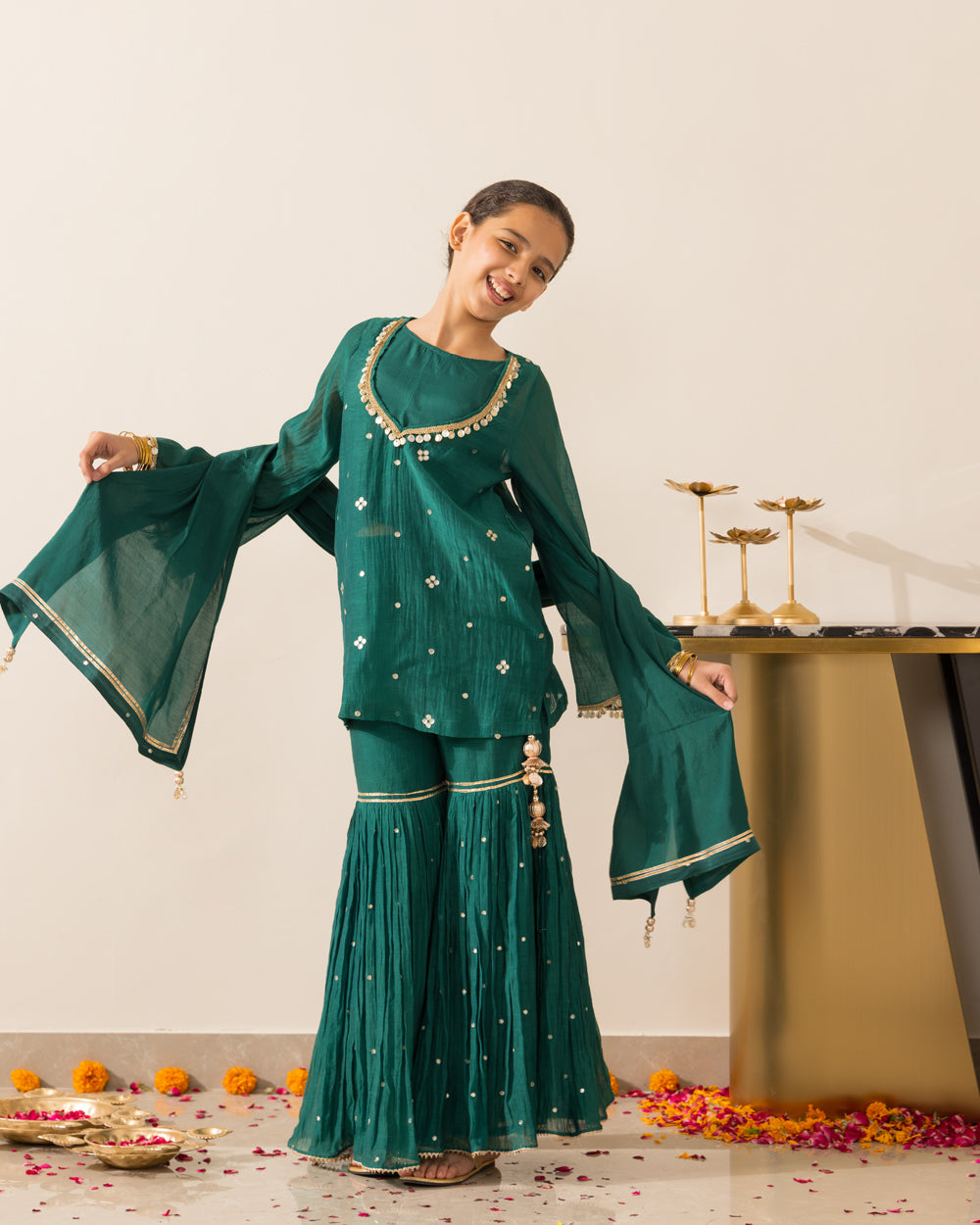 Emrald Green Gharara Set