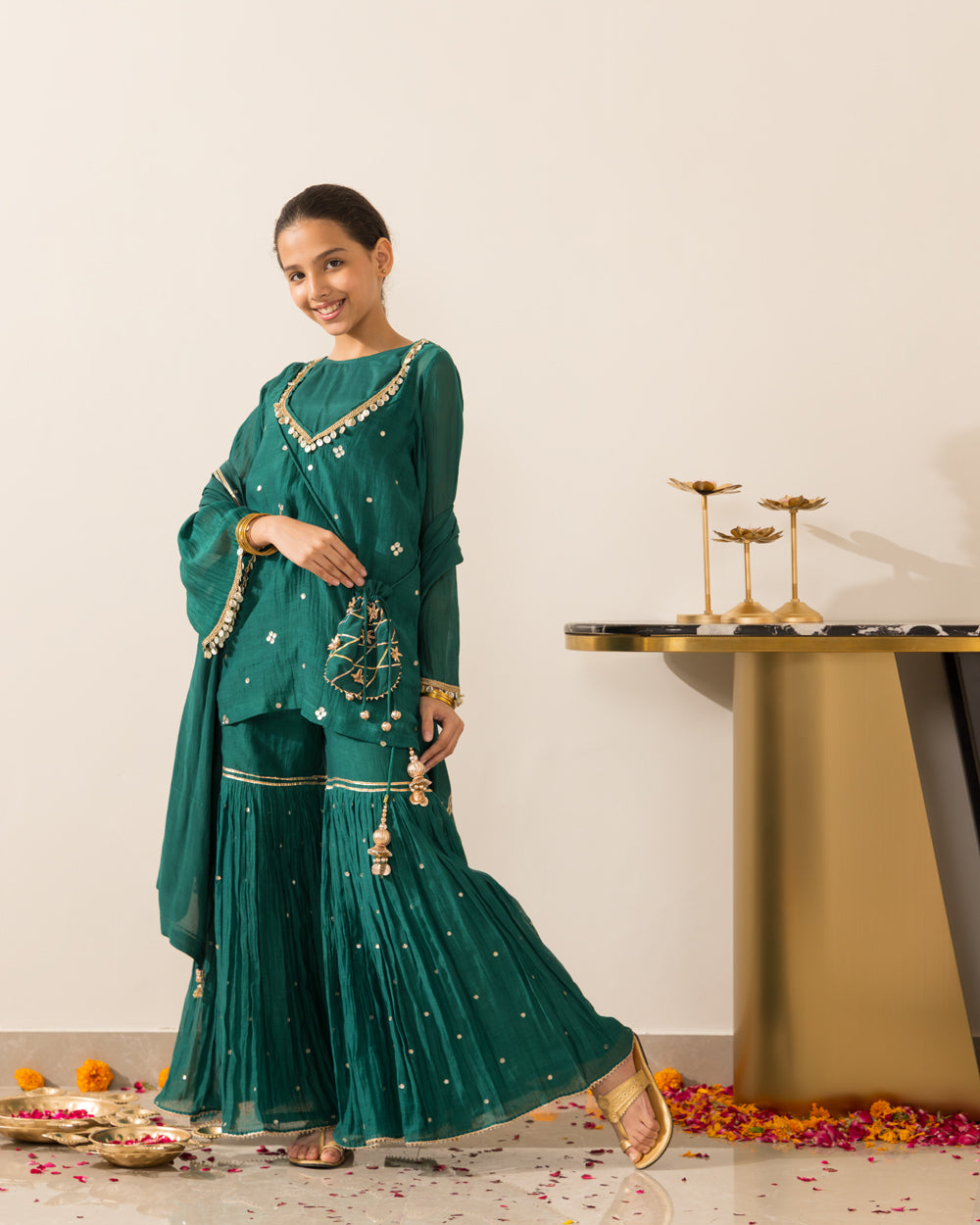 Emrald Green Gharara Set