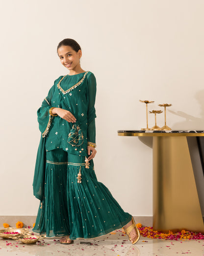 Emrald Green Gharara Set