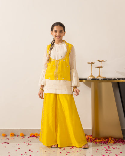 Embroidered Koti Set- Yellow