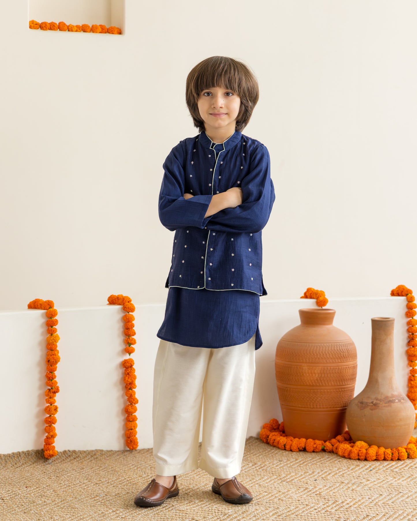 Mid Night Blue Beaded Kurta Set