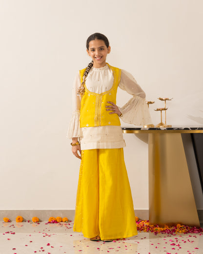 Embroidered Koti Set- Yellow