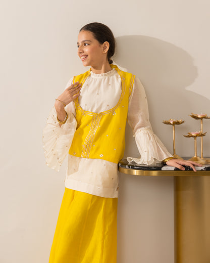 Embroidered Koti Set- Yellow