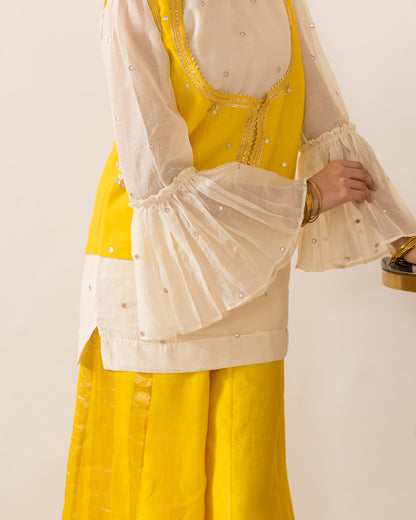 Embroidered Koti Set- Yellow
