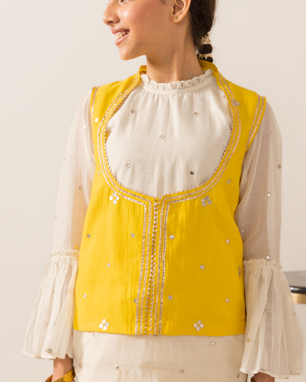 Embroidered Koti Set- Yellow
