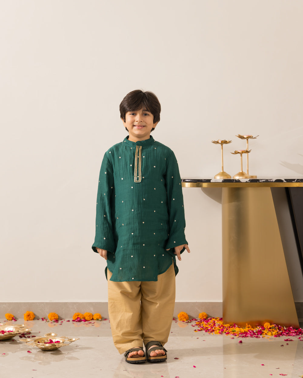 Mirror Kurta Set- Emerald Green