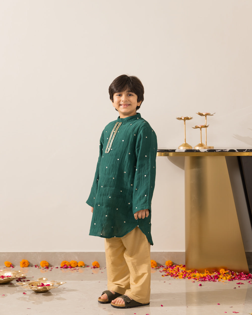 Mirror Kurta Set- Emerald Green