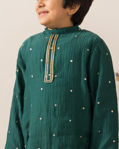 Mirror Kurta Set- Emerald Green