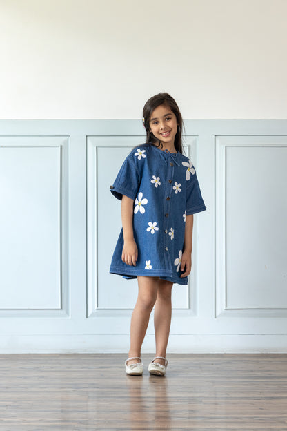 Daisy Embroidered Denim Dress