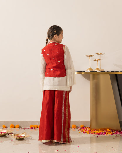 Embroidered Koti Set- Red