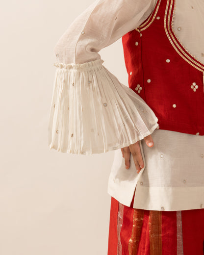 Embroidered Koti Set- Red