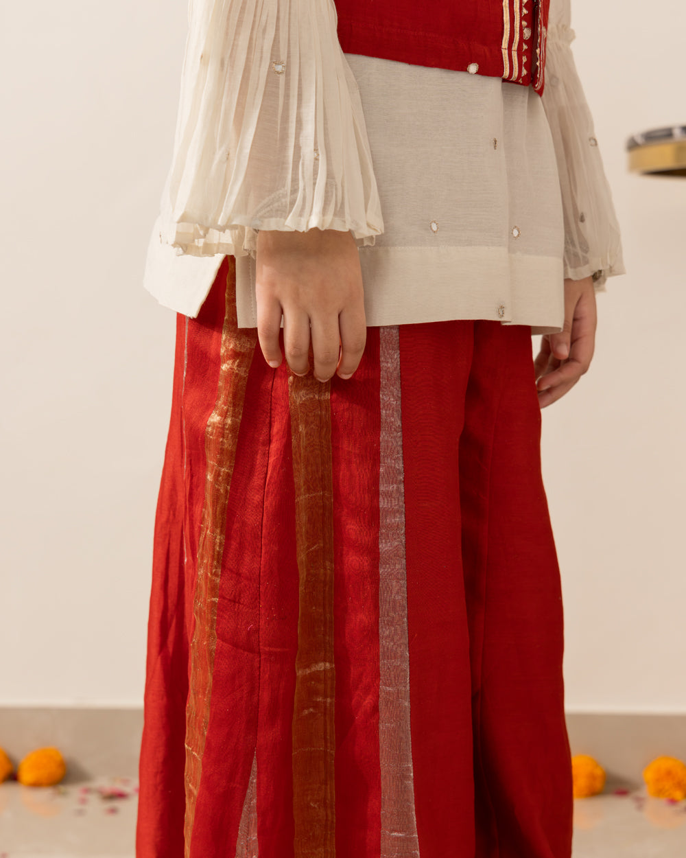 Embroidered Koti Set- Red