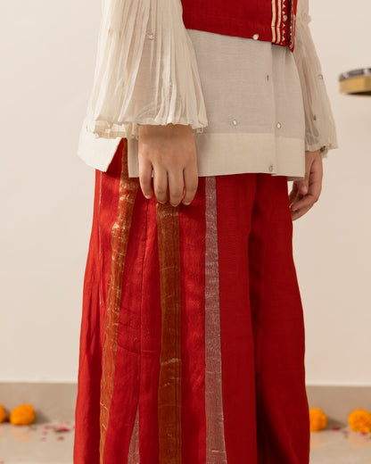 Embroidered Koti Set- Red