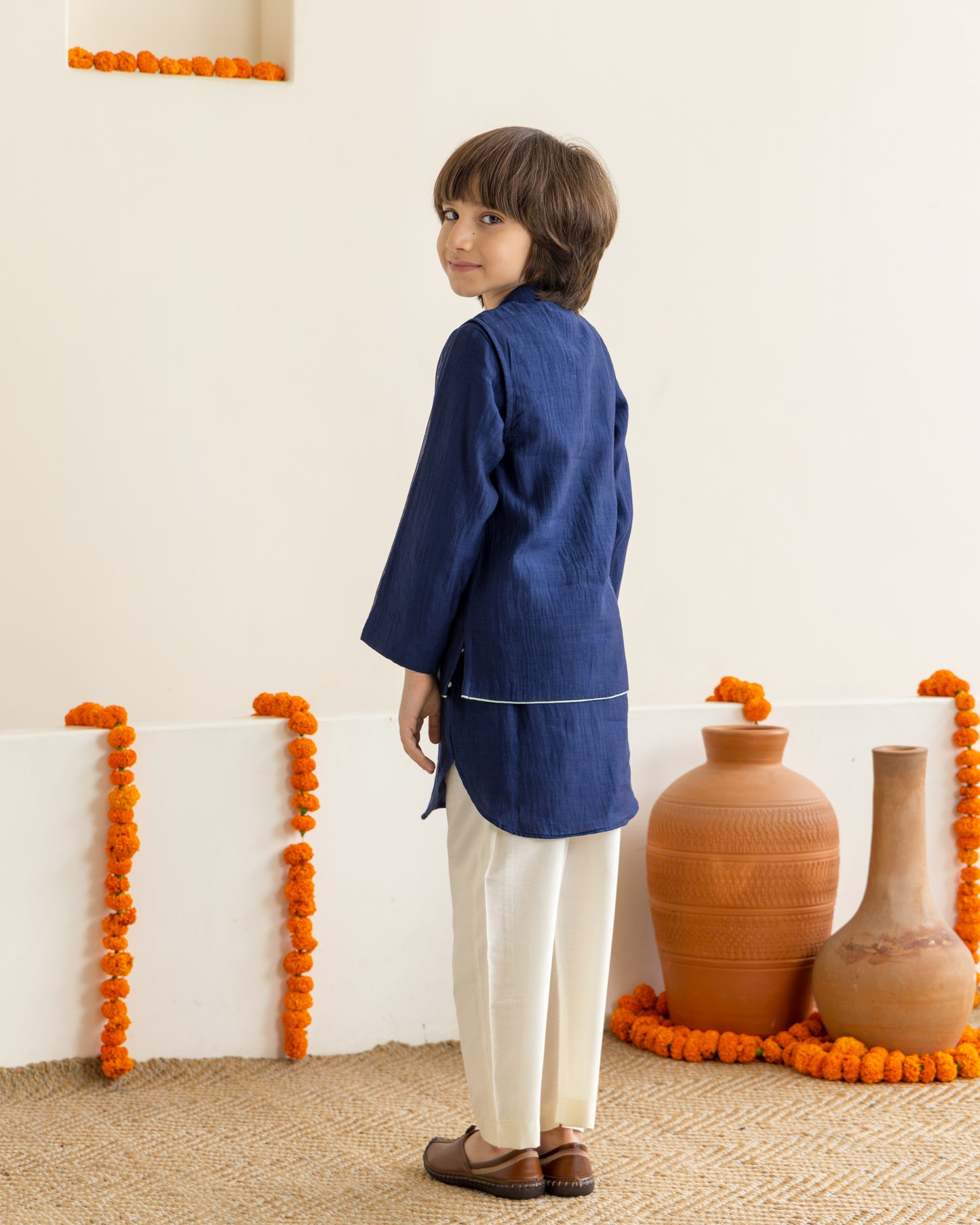 Mid Night Blue Beaded Kurta Set