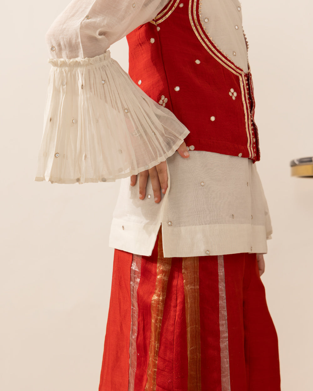 Embroidered Koti Set- Red