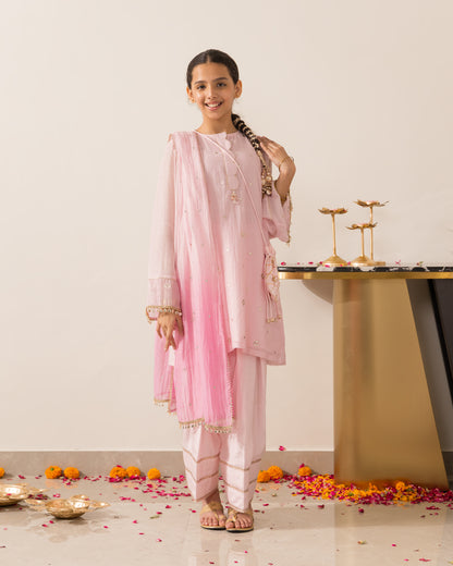 Gota Embellished 3 Pc Set- Pink