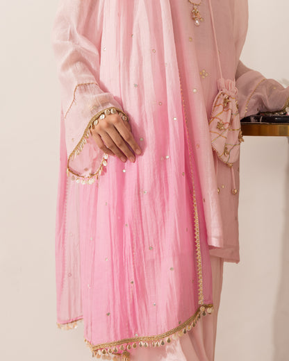 Gota Embellished 3 Pc Set- Pink