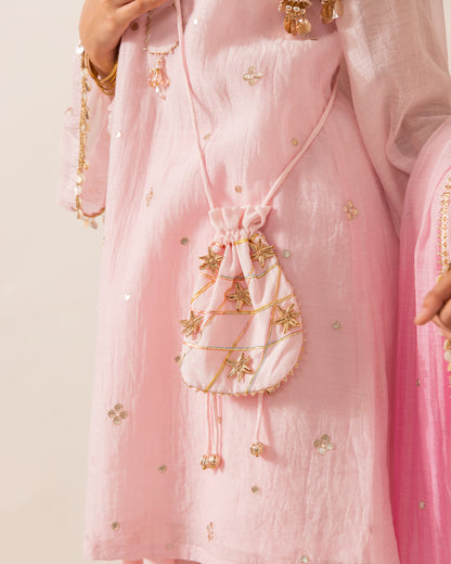 Gota Embellished 3 Pc Set- Pink