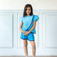 Blue Sky Ombre Top With Bermuda Pleated Shorts