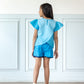 Blue Sky Ombre Top With Bermuda Pleated Shorts