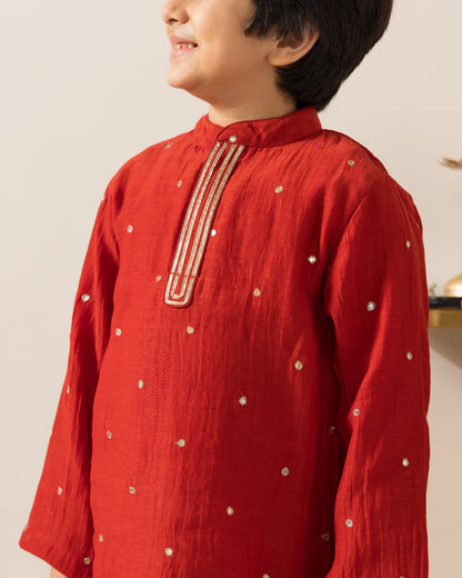 Mirror Kurta Set- Red