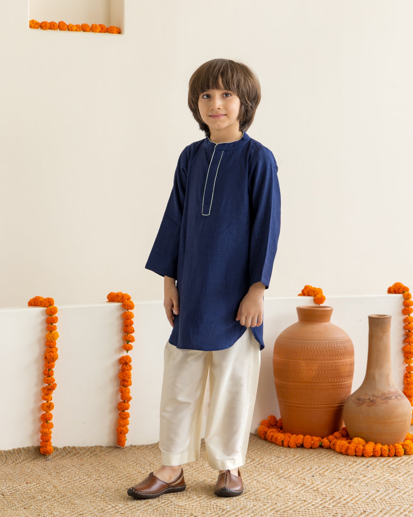 Mid Night Blue Beaded Kurta Set
