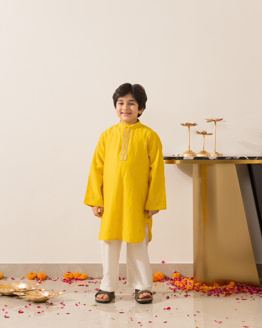 Mirror Kurta Set- Yellow