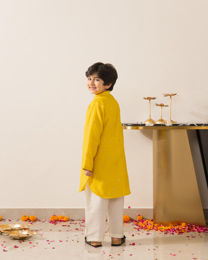 Mirror Kurta Set- Yellow