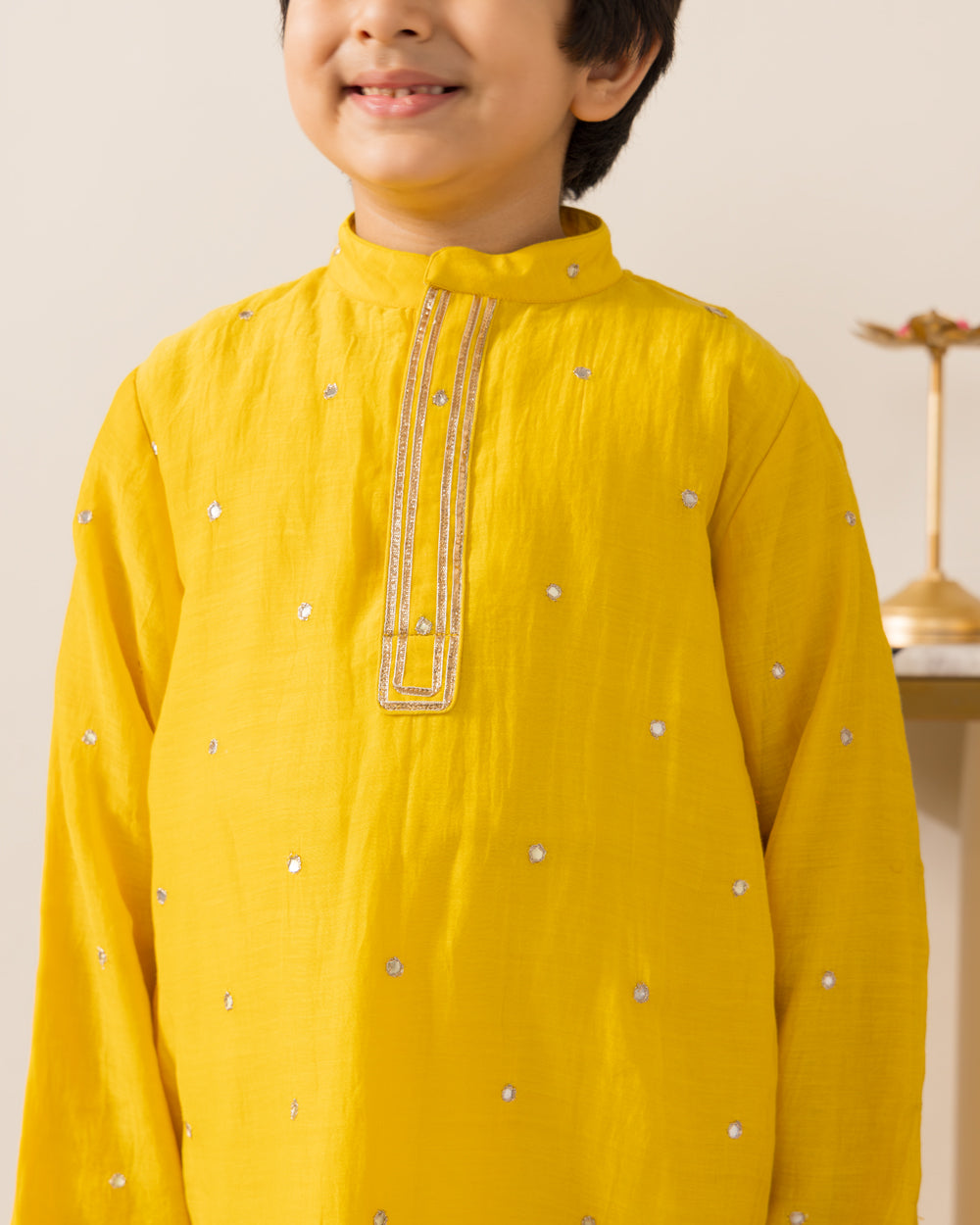 Mirror Kurta Set- Yellow