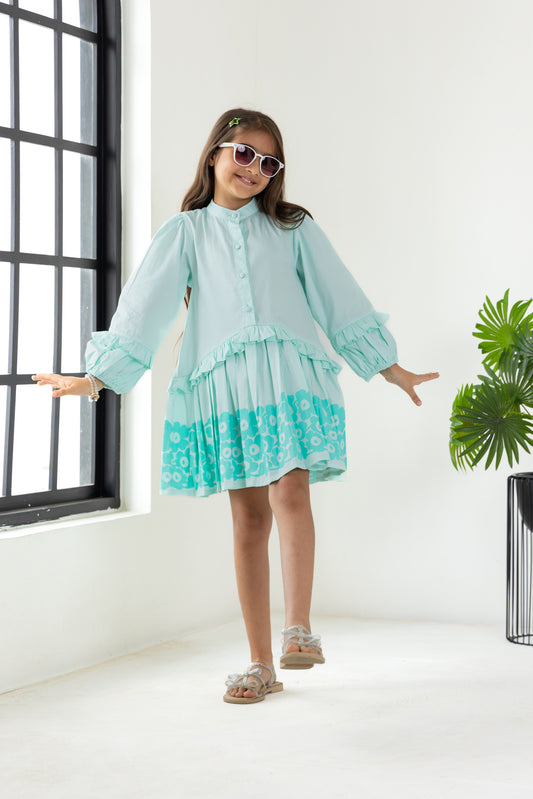Sea Blue Flared Dress
