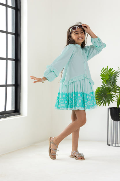 Sea Blue Flared Dress