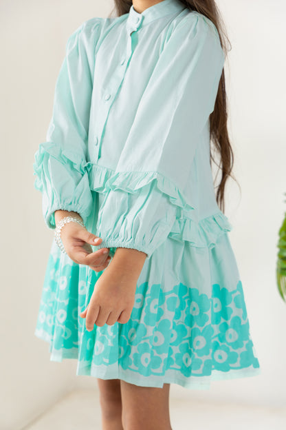 Sea Blue Flared Dress