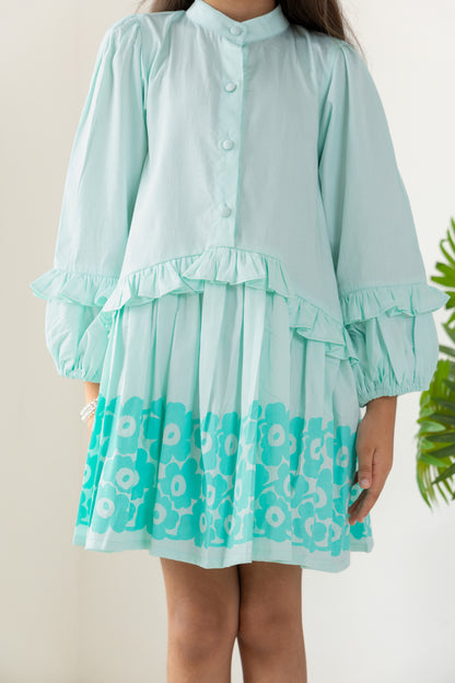 Sea Blue Flared Dress