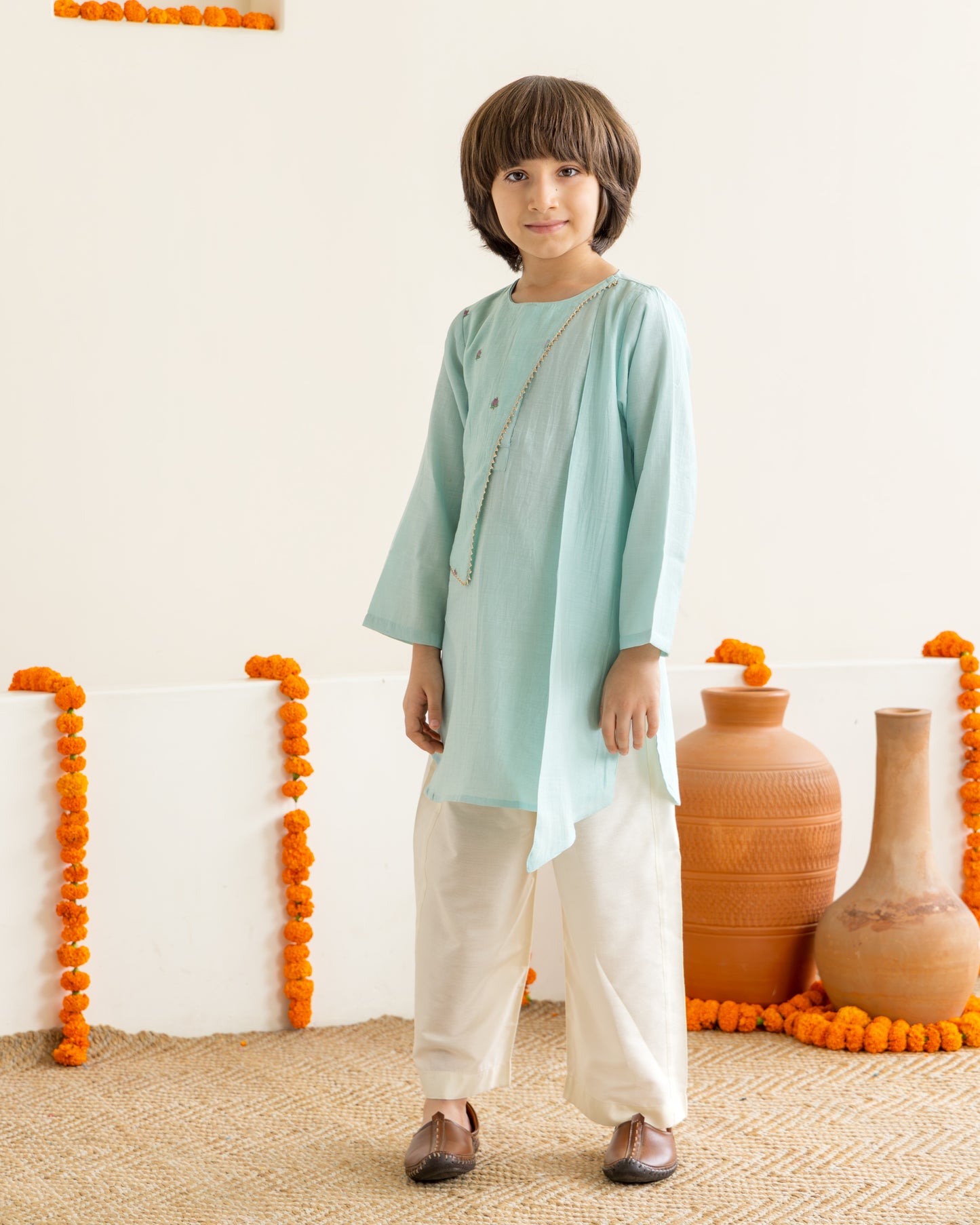 Lotus Print Kurta Set - Blue