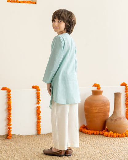 Lotus Print Kurta Set - Blue