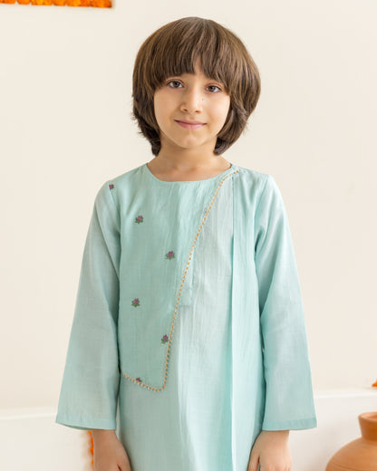 Lotus Print Kurta Set - Blue