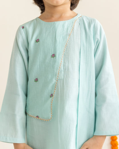 Lotus Print Kurta Set - Blue