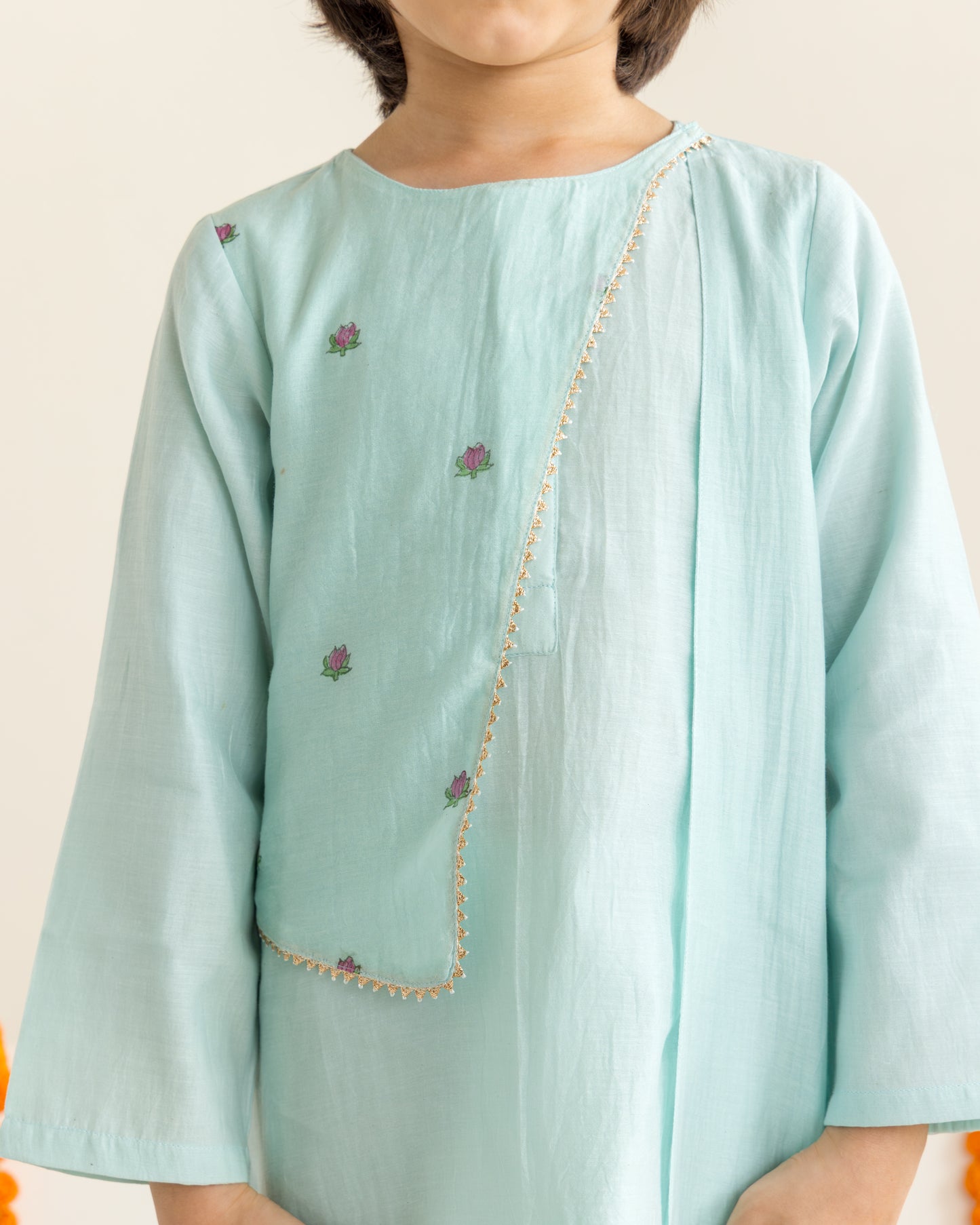 Lotus Print Kurta Set - Blue