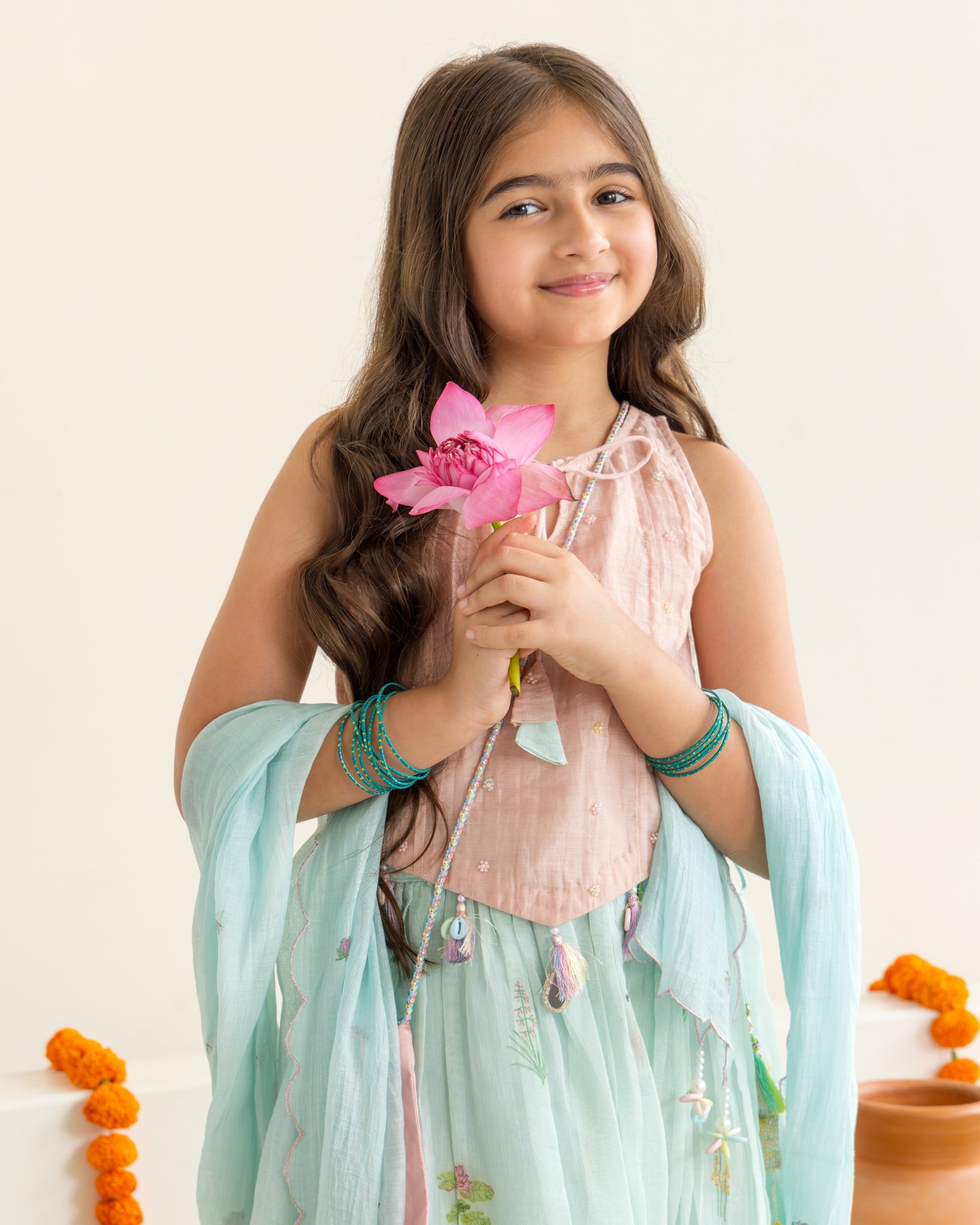 Flamingo Lehenga Set- Blue