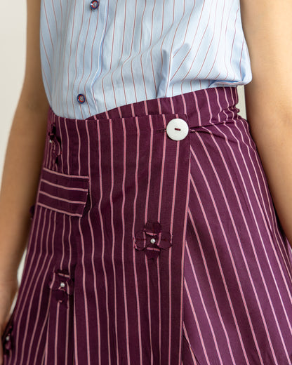 Blue-Wine Wrap Dress