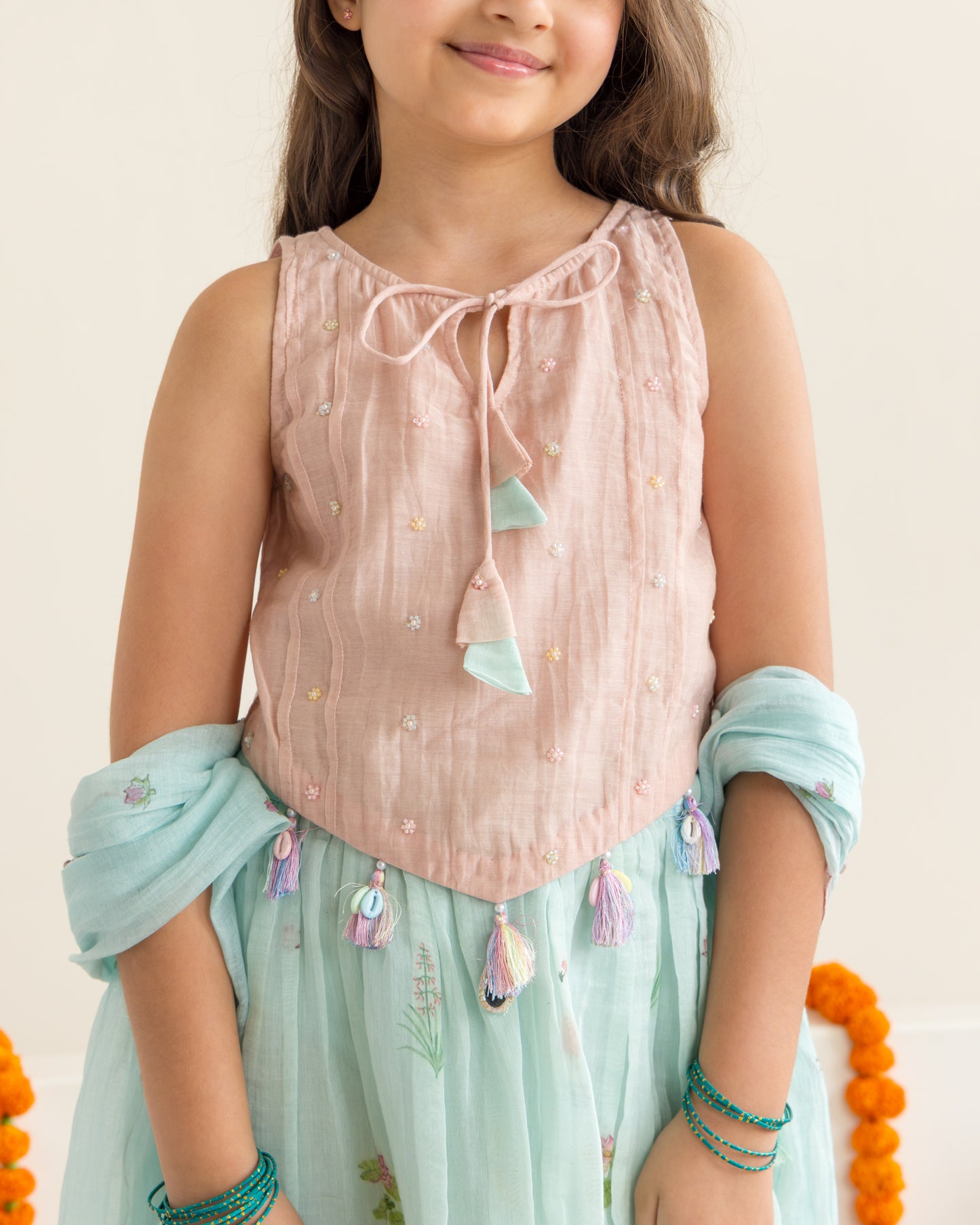 Flamingo Lehenga Set- Blue