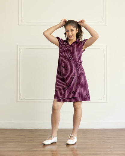 Draped Wine Dress