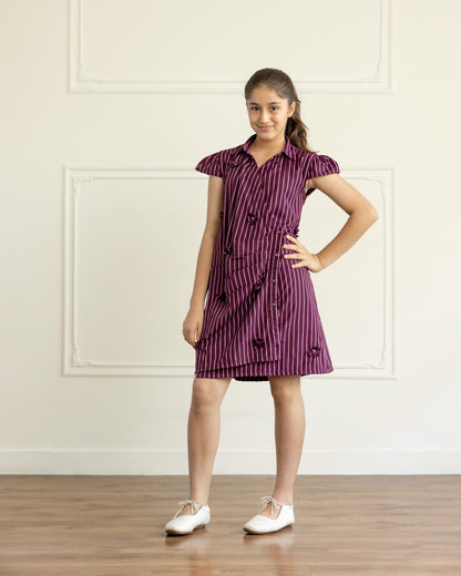 Draped Wine Dress
