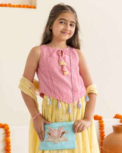 Flamingo Lehenga Set- Yellow