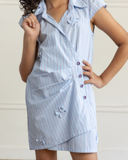 Draped Blue Dress