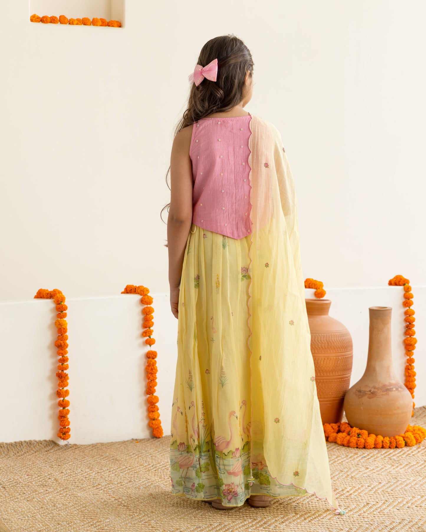 Flamingo Lehenga Set- Yellow