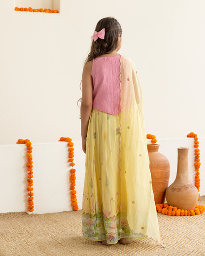 Flamingo Lehenga Set- Yellow