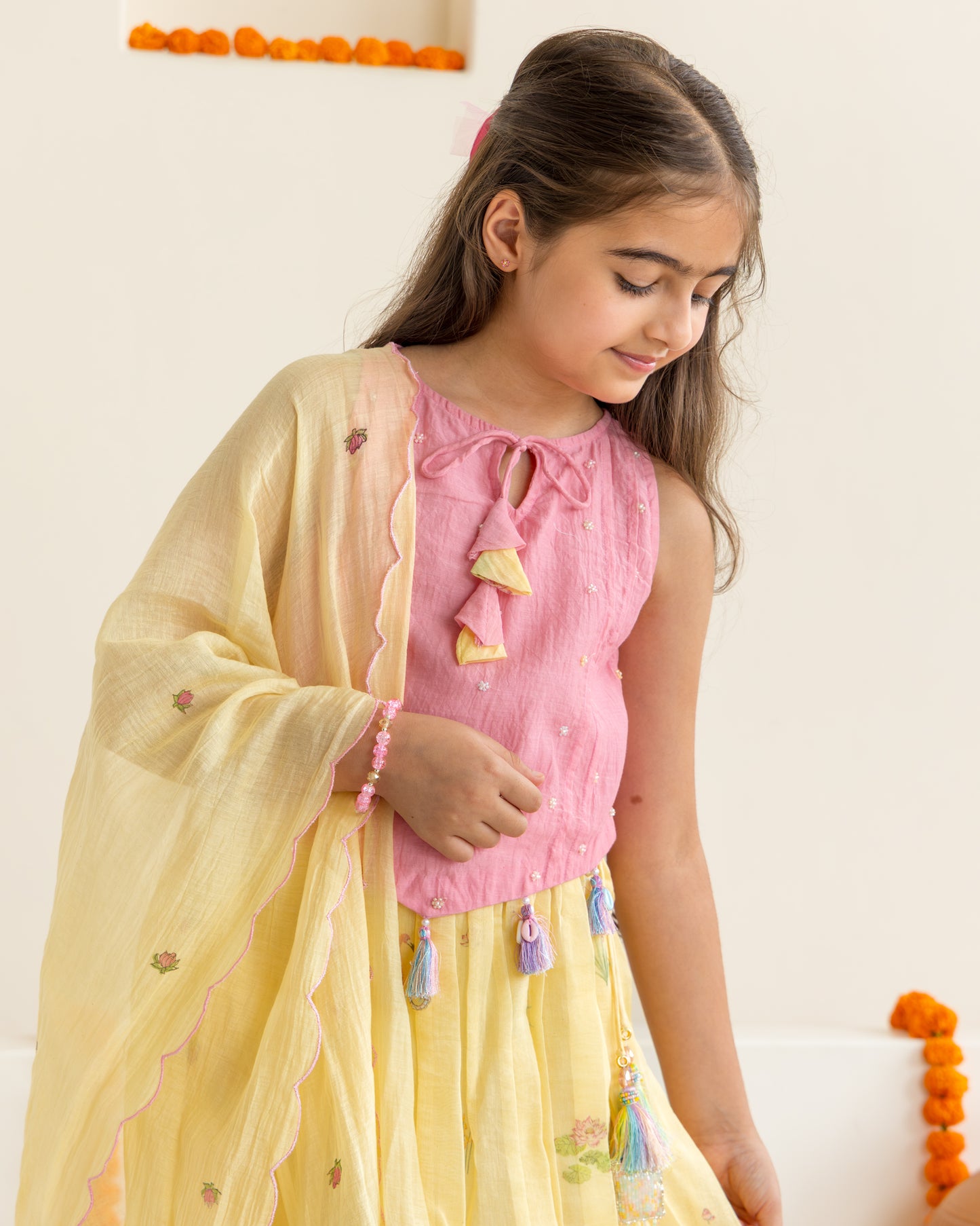 Flamingo Lehenga Set- Yellow