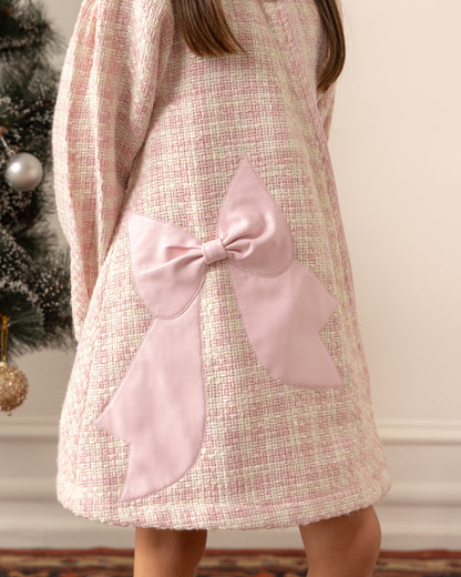 Tweed Pink Bow Dress